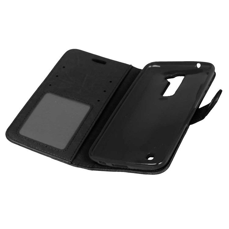 Multi Photo/Card Slots Crazy Horse Leather Cell Phone Case for LG K10 - Black-4