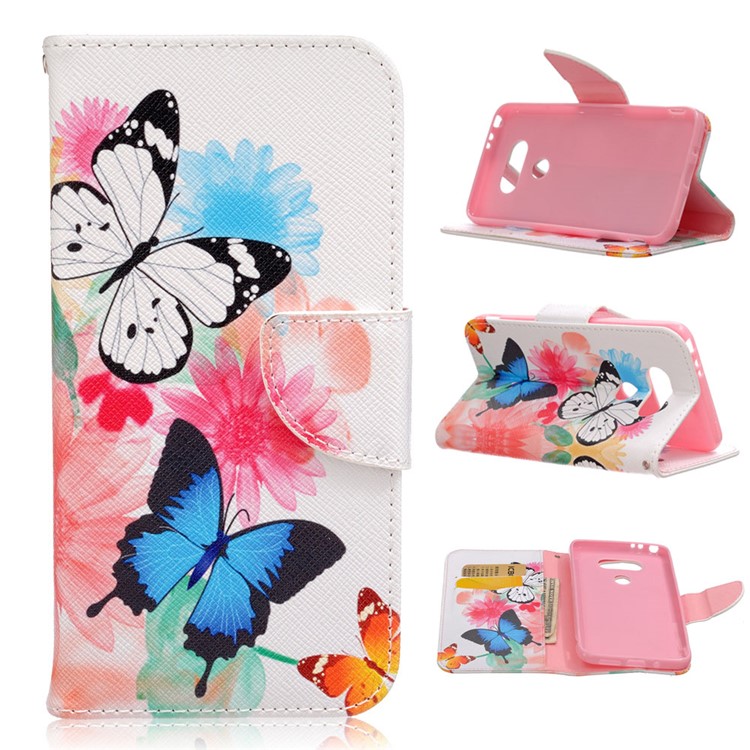Pretty Pattern Wallet Leather Case for LG G5 / G5 SE - Beautiful Butterflies and Flowers-1
