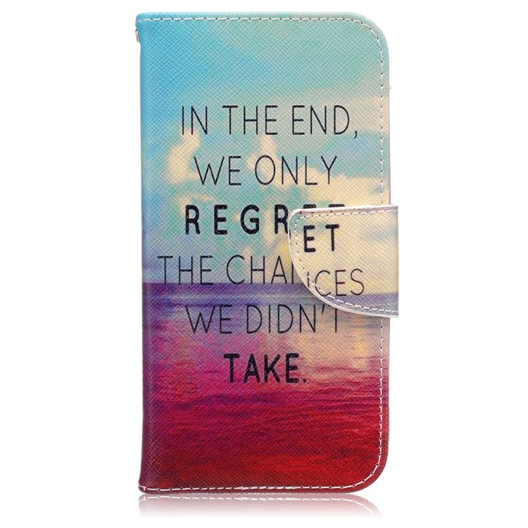 For LG G5 / G5 SE Patterned Wallet Leather Mobile Shell - Sea View and Quote-1