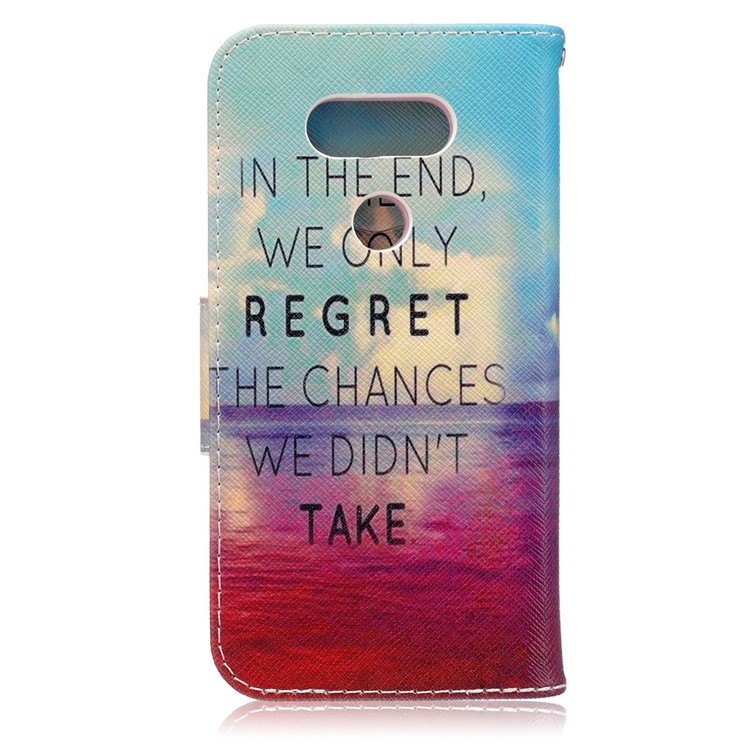 For LG G5 / G5 SE Patterned Wallet Leather Mobile Shell - Sea View and Quote-2