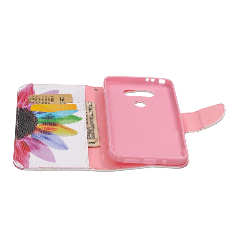 Patterned Wallet Stand Leather Shell Case for LG G5 / G5 SE - Colorful Petals-5