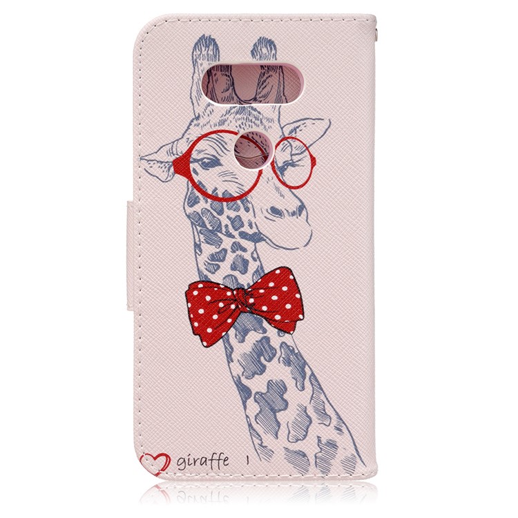 Patterned Magnetic Leather Wallet Case for LG G5 / G5 SE - Giraffe Wearing Glasses-2