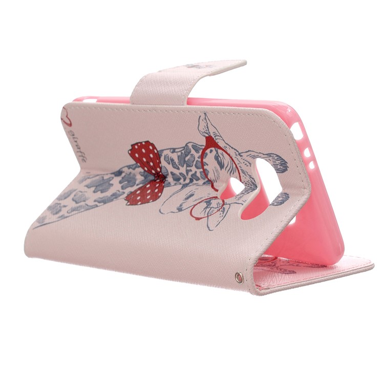 Patterned Magnetic Leather Wallet Case for LG G5 / G5 SE - Giraffe Wearing Glasses-3