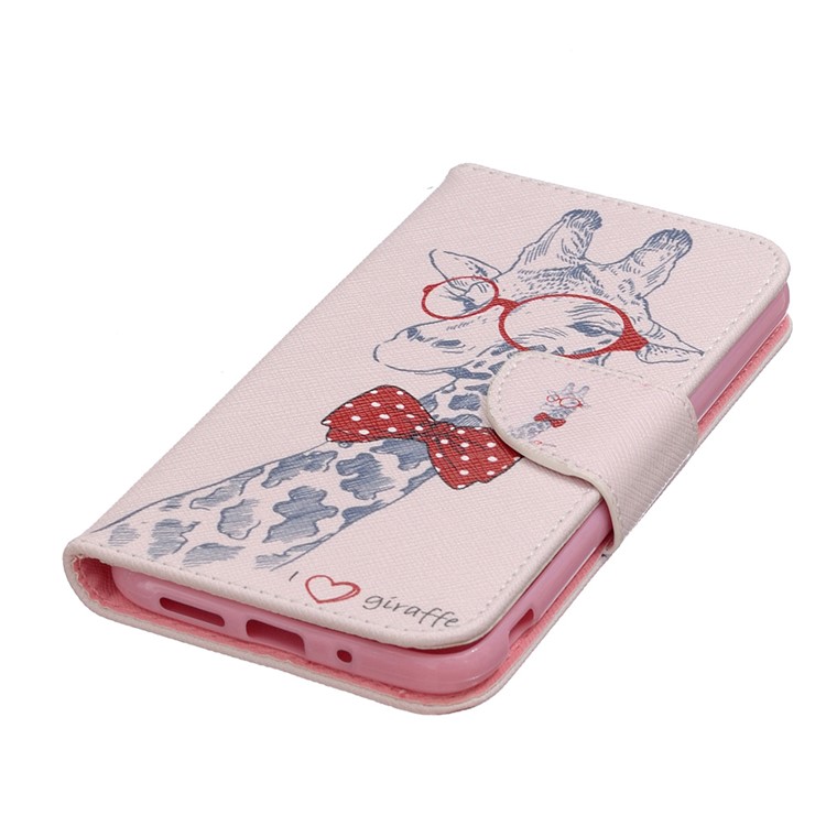 Patterned Magnetic Leather Wallet Case for LG G5 / G5 SE - Giraffe Wearing Glasses-5