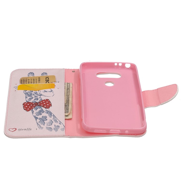 Patterned Magnetic Leather Wallet Case for LG G5 / G5 SE - Giraffe Wearing Glasses-6
