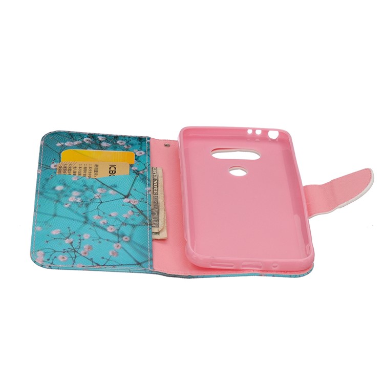 Pattern Printing PU Leather Wallet Cover for LG G5 / G5 SE - Pink Floret-6