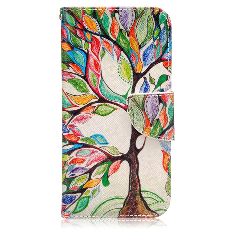 For LG G5 / G5 SE Pattern Printing Wallet Leather Cellphone Case - Colored Tree-1