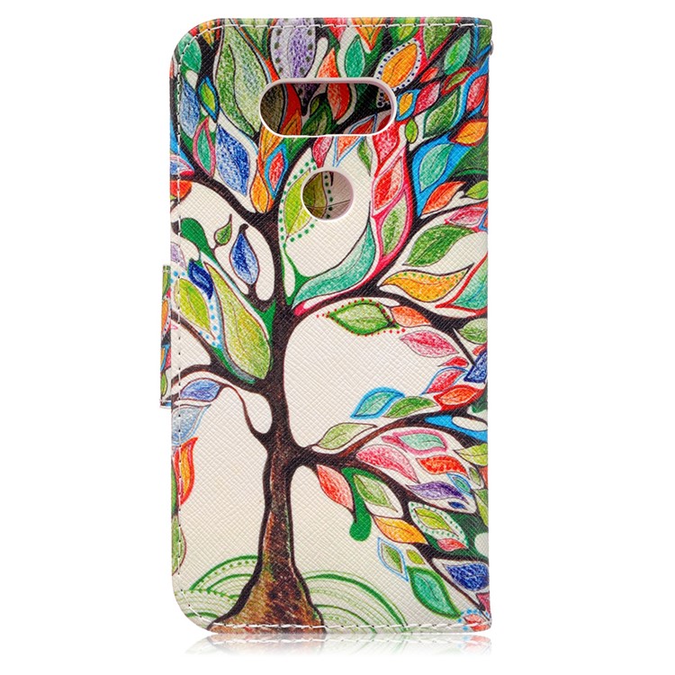 For LG G5 / G5 SE Pattern Printing Wallet Leather Cellphone Case - Colored Tree-2