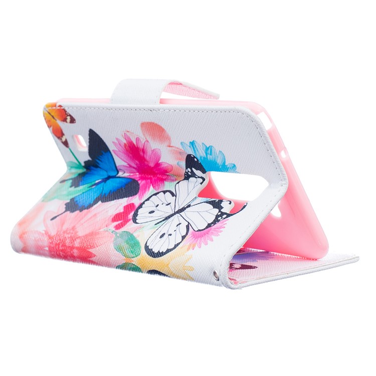 Patterned Leather Wallet Case for LG Stylus 2/G Stylo 2 LS775 /Stylus 2 Plus/Stylo 2 - Butterflies with Flowers-4