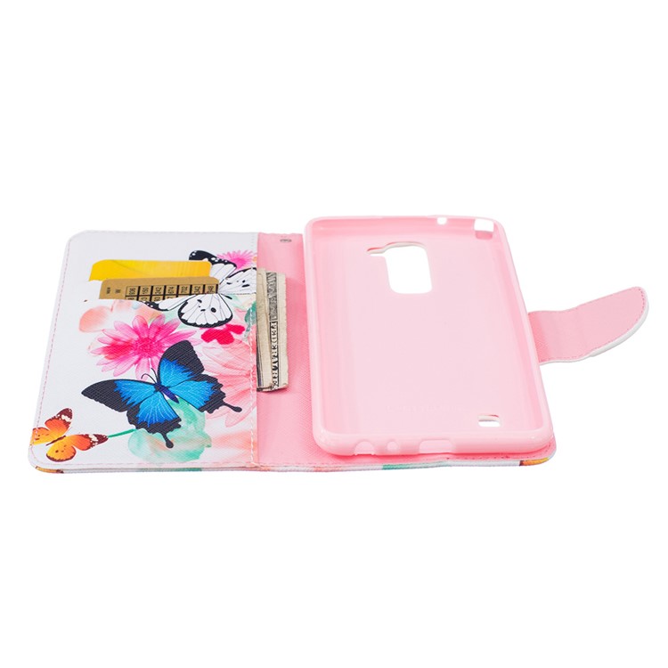 Patterned Leather Wallet Case for LG Stylus 2/G Stylo 2 LS775 /Stylus 2 Plus/Stylo 2 - Butterflies with Flowers-5