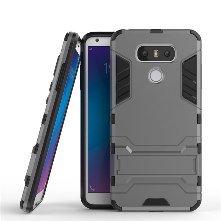 Cool Guard Hybrid Kickstand Phone Cover (Plastic + TPU) for LG G6 - Grey-2