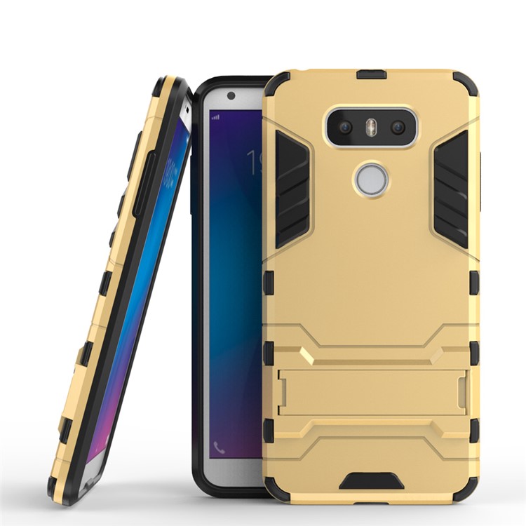 Cool Guard Hybrid Kickstand Mobile Phone Accessory (Plastic + TPU) for LG G6 - Gold-3