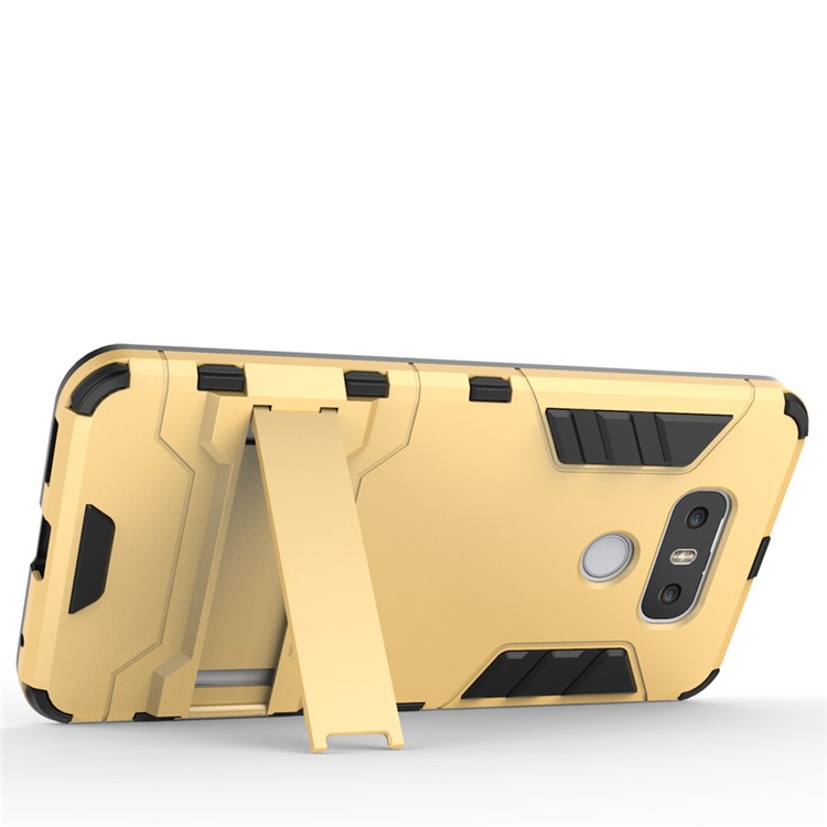 Cool Guard Hybrid Kickstand Mobile Phone Accessory (Plastic + TPU) for LG G6 - Gold-5