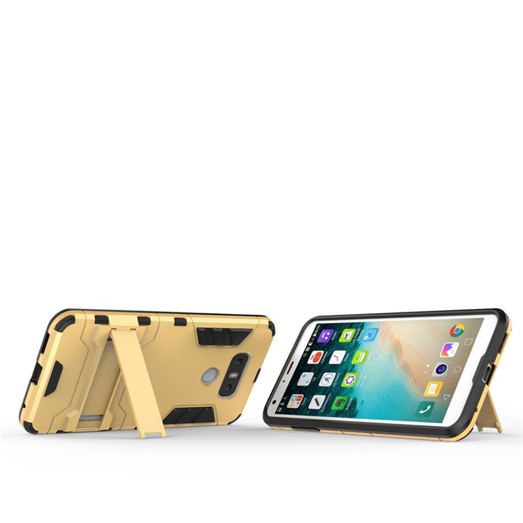 Cool Guard Hybrid Kickstand Mobile Phone Accessory (Plastic + TPU) for LG G6 - Gold-6