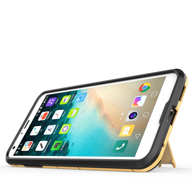 Cool Guard Hybrid Kickstand Mobile Phone Accessory (Plastic + TPU) for LG G6 - Gold-7
