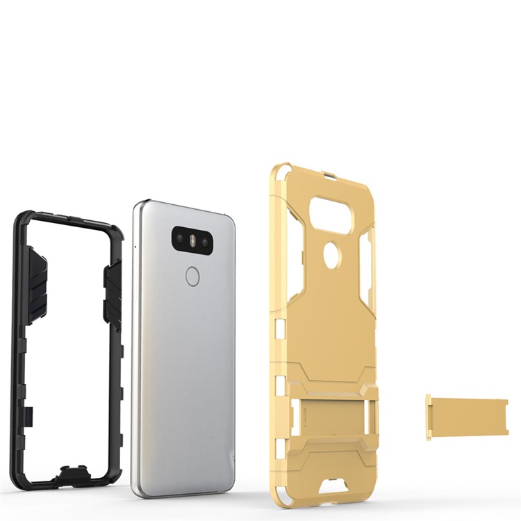 Cool Guard Hybrid Kickstand Mobile Phone Accessory (Plastic + TPU) for LG G6 - Gold-9