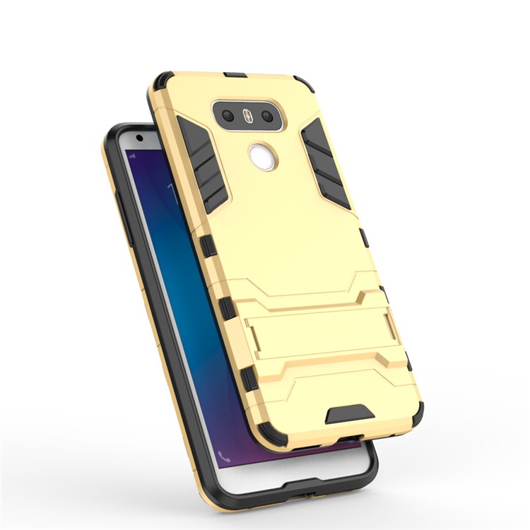 Cool Guard Hybrid Kickstand Mobile Phone Accessory (Plastic + TPU) for LG G6 - Gold-10