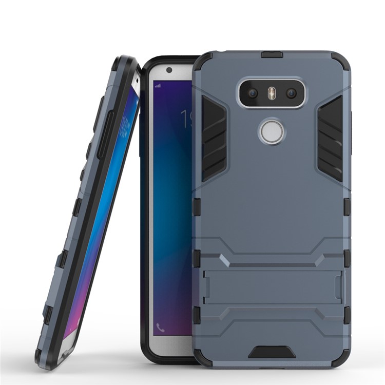 For LG G6 Cool Guard PC TPU Combo Back Cover Case with Kickstand - Dark Blue-2