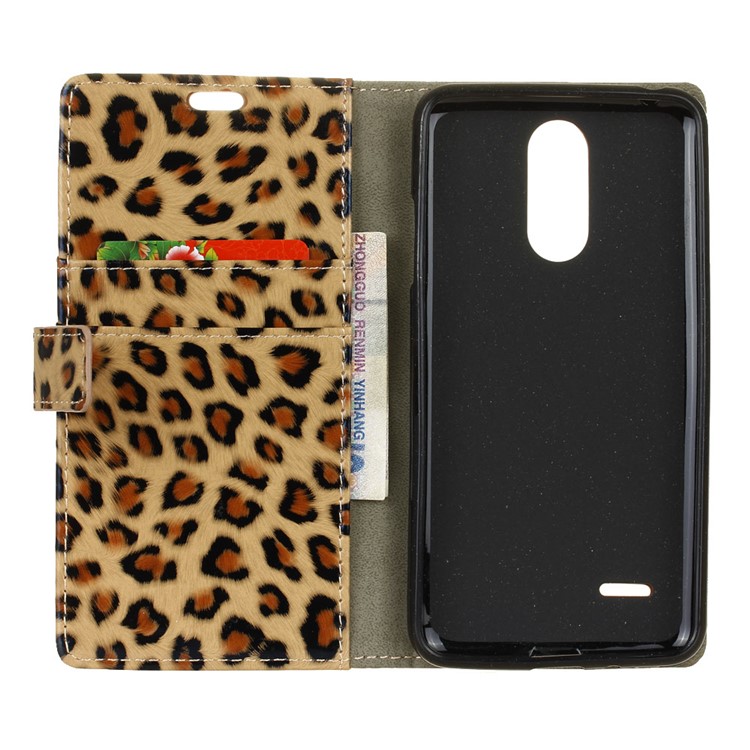 Leopard Pattern Leather Wallet Mobile Phone Case for LG K8 2017-4