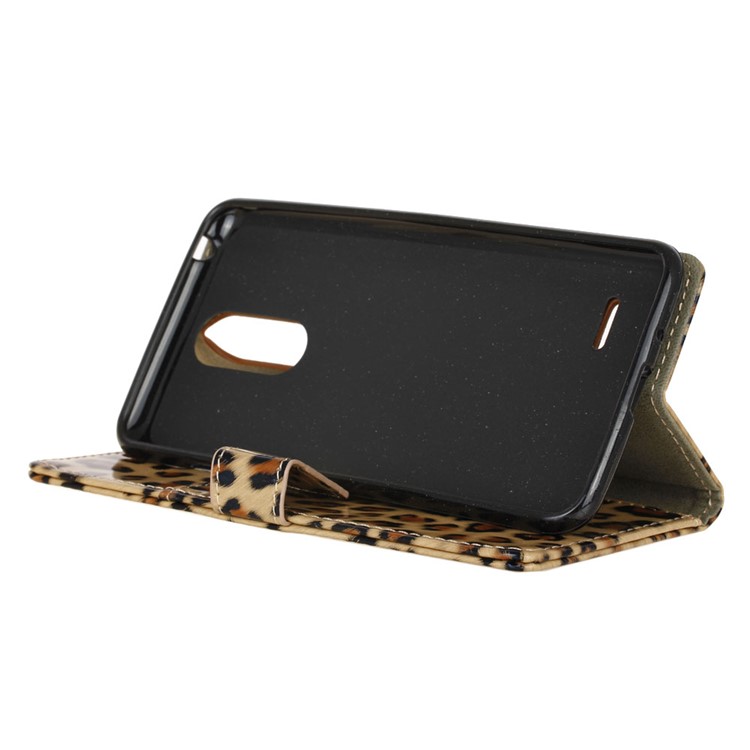 Leopard Pattern Leather Wallet Mobile Phone Case for LG K8 2017-5