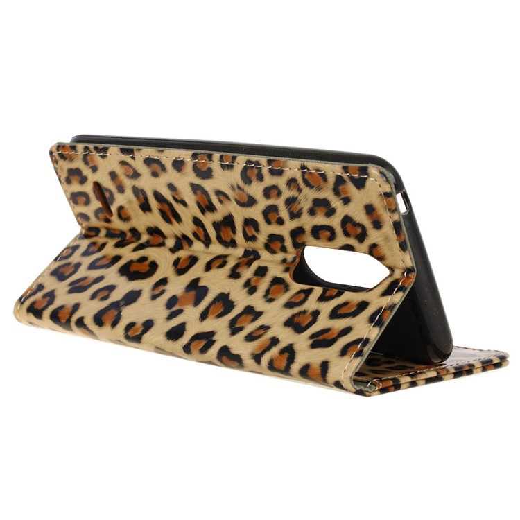 Leopard Pattern Leather Wallet Mobile Phone Case for LG K8 2017-6