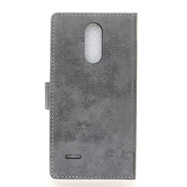 Vintage Leather Wallet Mobile Phone Case for LG K8 2017 EU Version - Grey-2