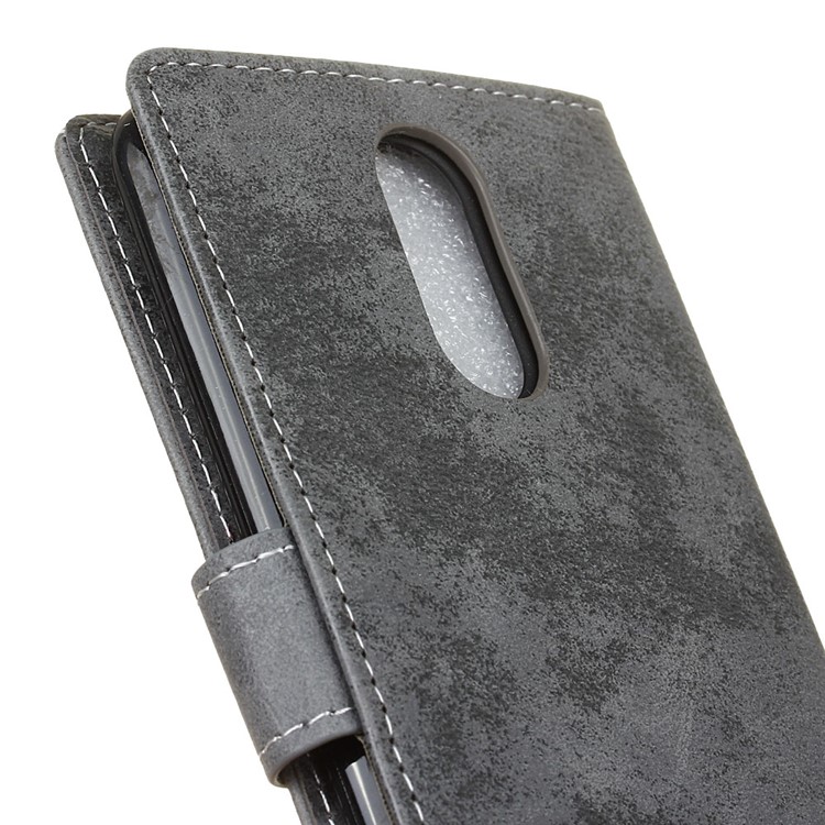 Vintage Leather Wallet Mobile Phone Case for LG K8 2017 EU Version - Grey-4