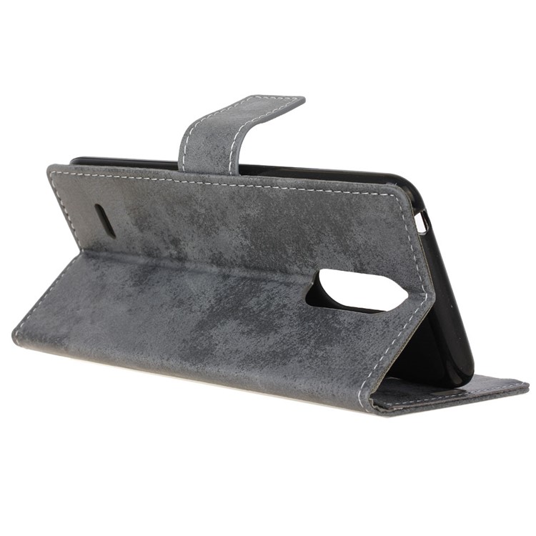 Vintage Leather Wallet Mobile Phone Case for LG K8 2017 EU Version - Grey-7