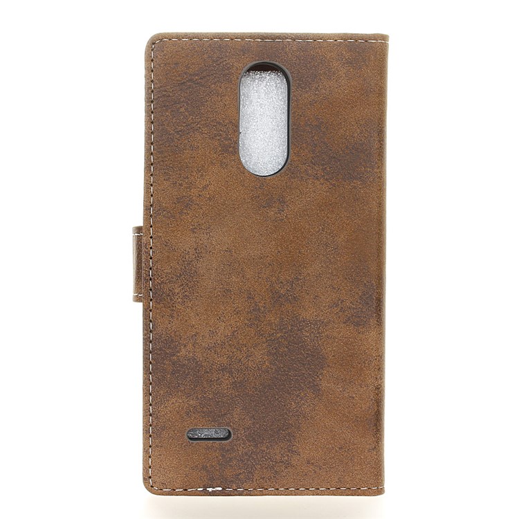 Vintage Leather Wallet Folio Flip Case for LG K8 2017 EU Version - Brown-2