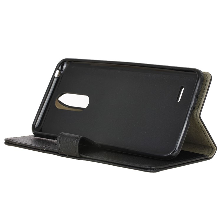 Litchi Grain PU Leather Wallet Mobile Case for LG K8 2017 EU Version - Black-6