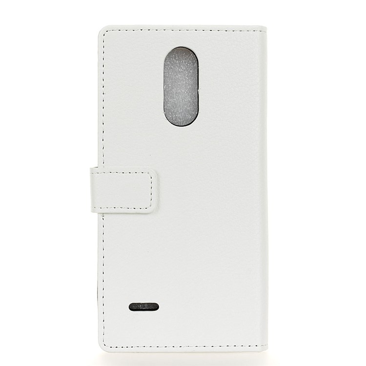 Litchi Grain Leather Wallet Stand Mobile Cover for LG K8 2017 EU Version - White-2