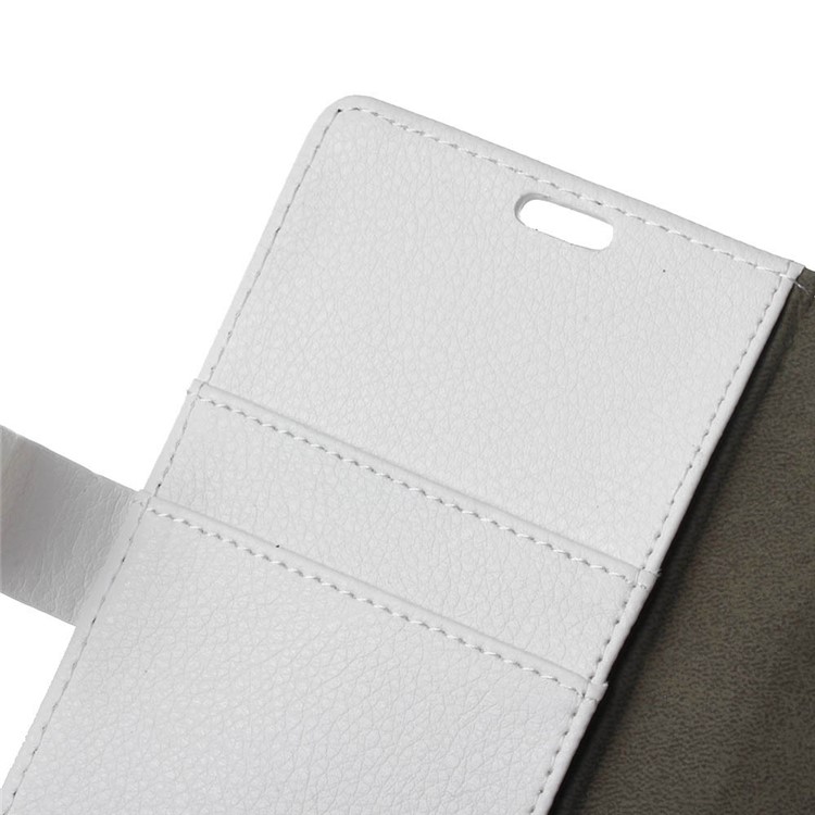 Litchi Grain Leather Wallet Stand Mobile Cover for LG K8 2017 EU Version - White-3
