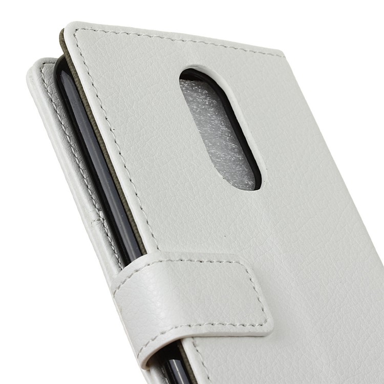Litchi Grain Leather Wallet Stand Mobile Cover for LG K8 2017 EU Version - White-4