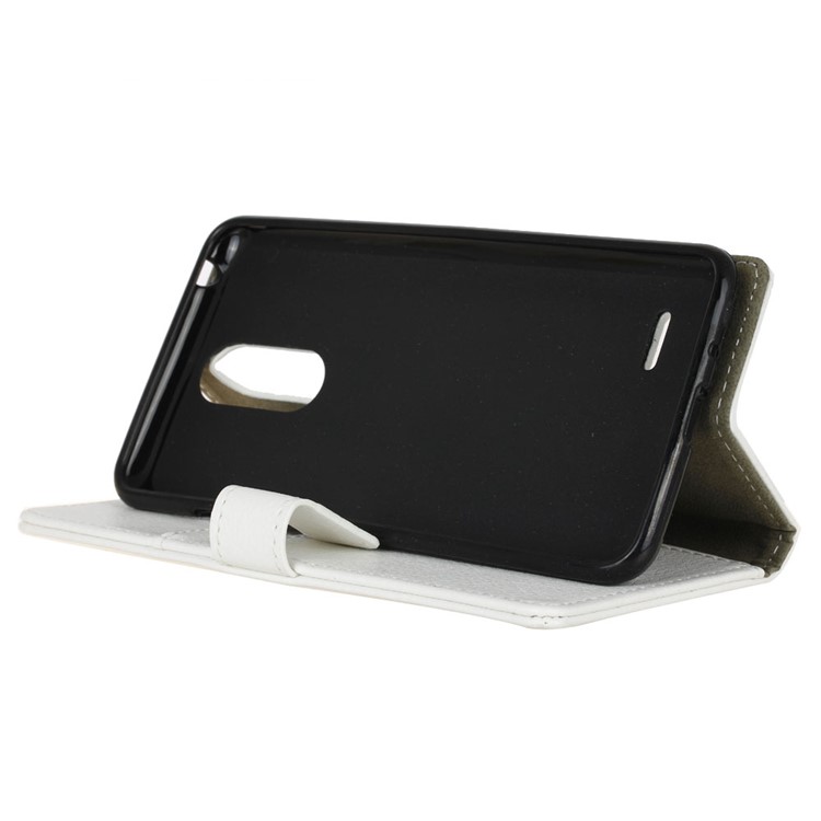 Litchi Grain Leather Wallet Stand Mobile Cover for LG K8 2017 EU Version - White-6
