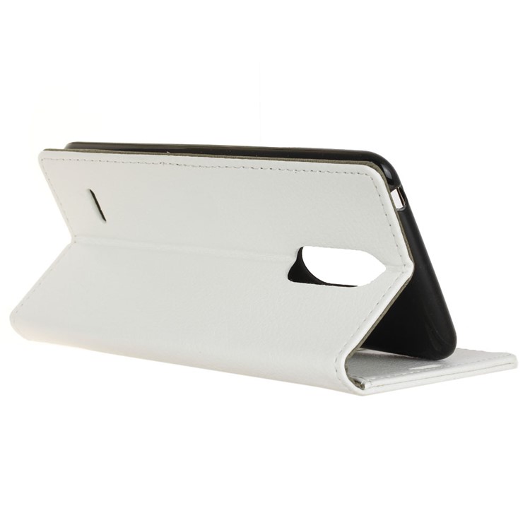 Litchi Grain Leather Wallet Stand Mobile Cover for LG K8 2017 EU Version - White-7
