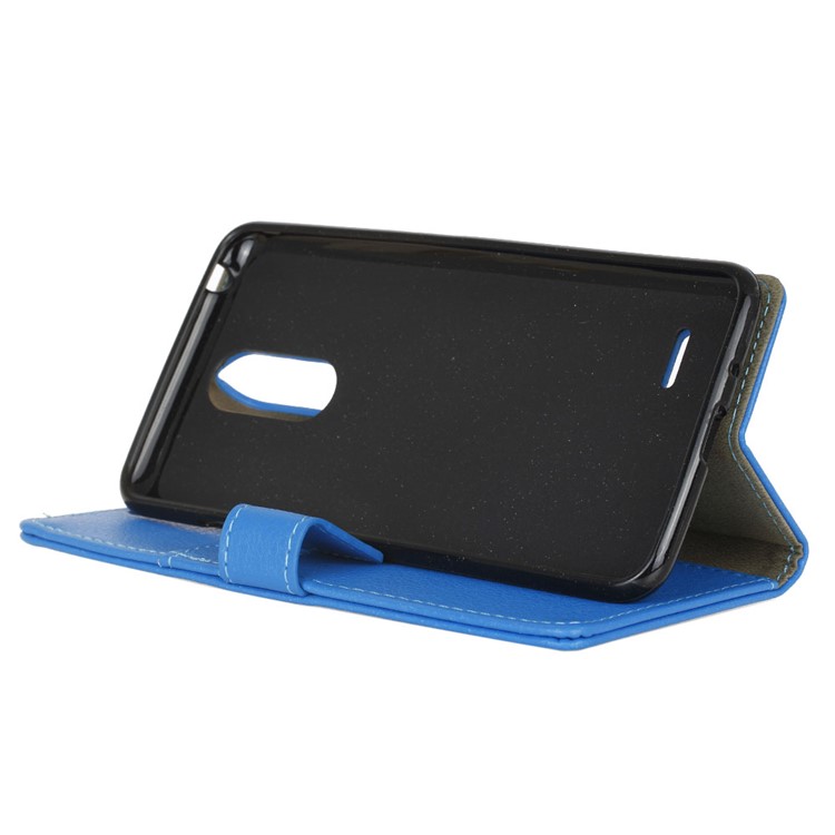 Litchi Grain Leather Flip Case with Wallet Slots for LG K8 2017 EU Version - Blue-6