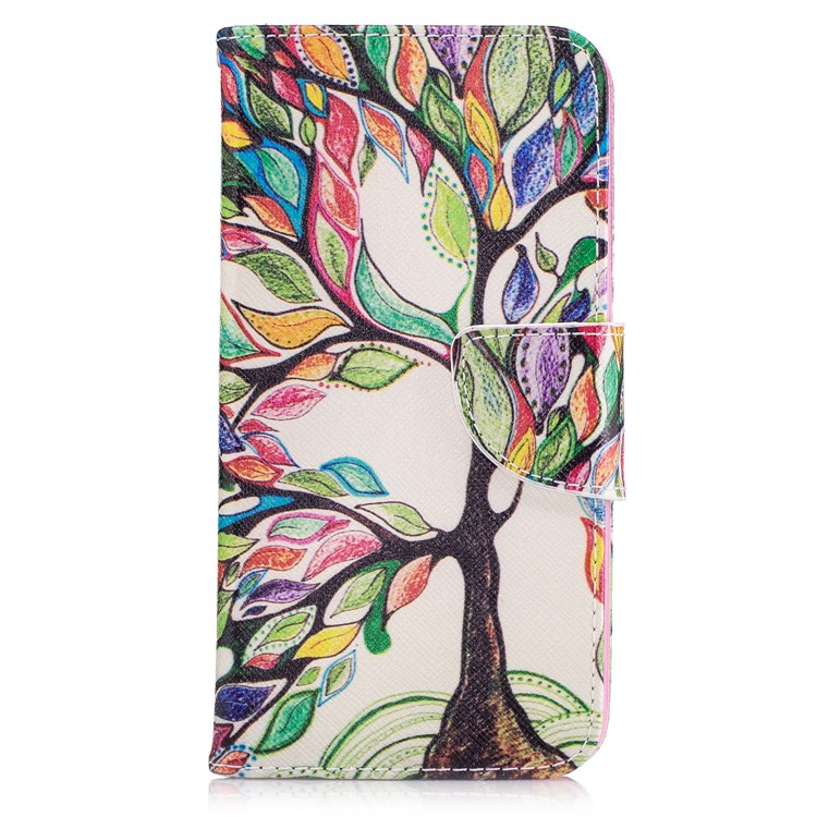 Pattern Printing Wallet Leather Stand Case for LG K10 (2017) - Colorized Tree-2