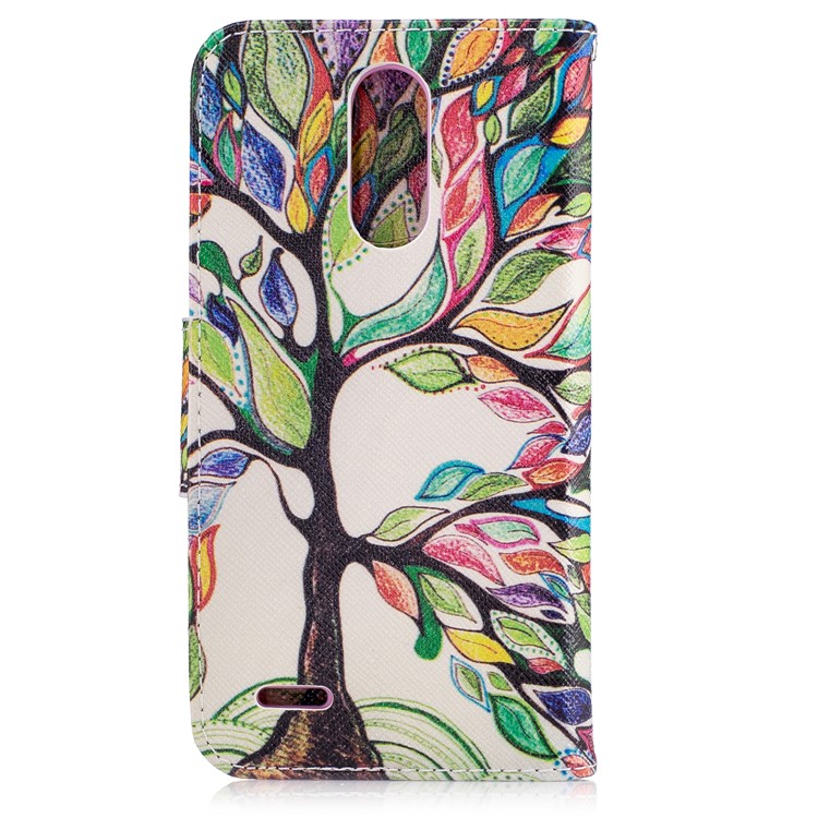 Pattern Printing Wallet Leather Stand Case for LG K10 (2017) - Colorized Tree-3