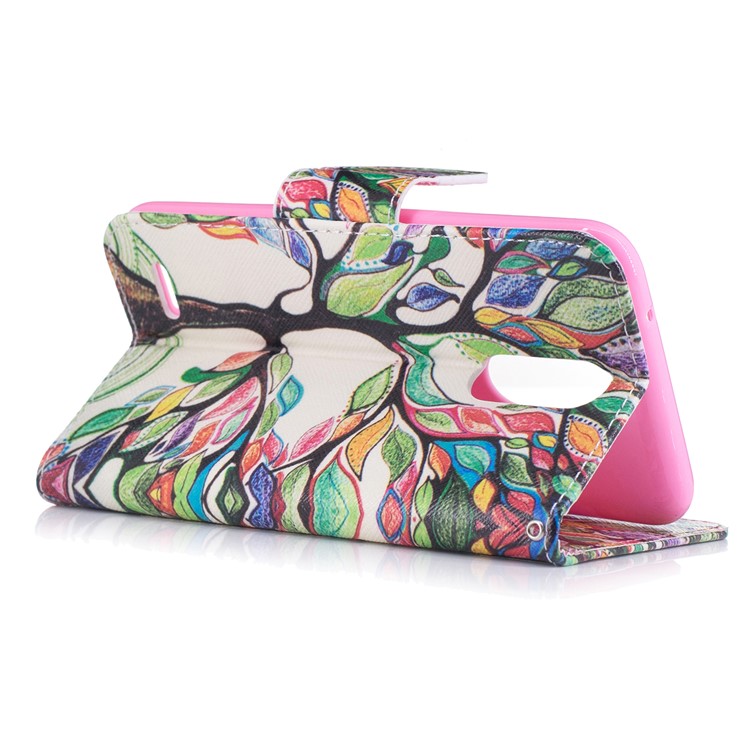 Pattern Printing Wallet Leather Stand Case for LG K10 (2017) - Colorized Tree-4