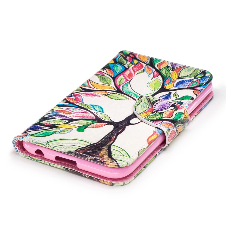 Pattern Printing Wallet Leather Stand Case for LG K10 (2017) - Colorized Tree-6
