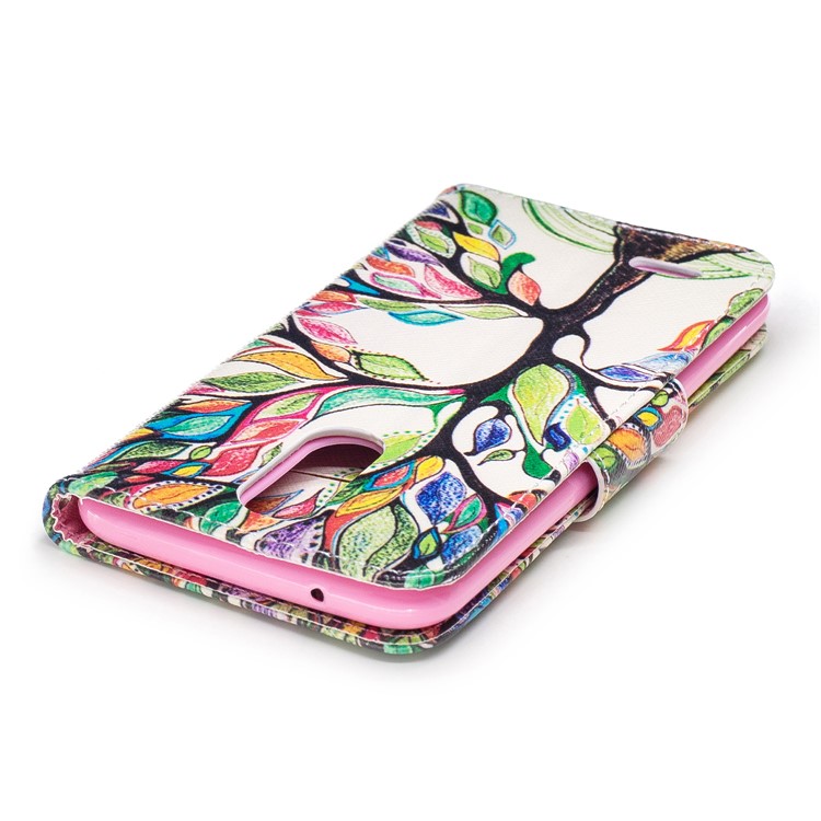 Pattern Printing Wallet Leather Stand Case for LG K10 (2017) - Colorized Tree-7