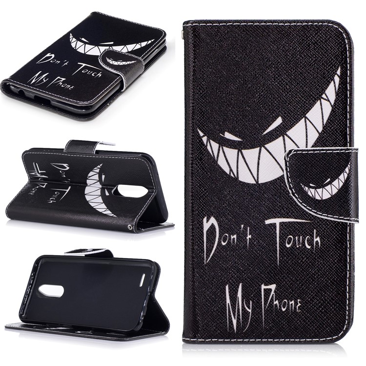 Pattern Printing PU Leather Flip Folio Wallet Case with Card Slot for LG K10 (2017) - Do not Touch My Phone-1
