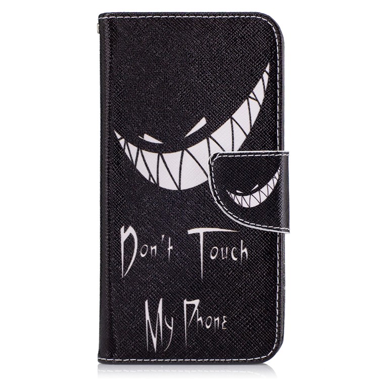 Pattern Printing PU Leather Flip Folio Wallet Case with Card Slot for LG K10 (2017) - Do not Touch My Phone-2