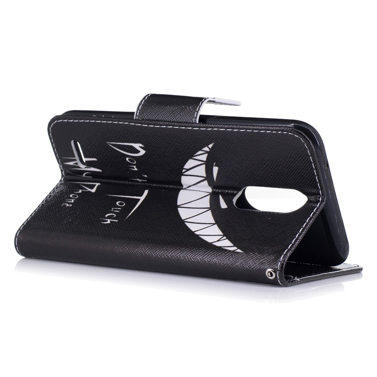 Pattern Printing PU Leather Flip Folio Wallet Case with Card Slot for LG K10 (2017) - Do not Touch My Phone-4