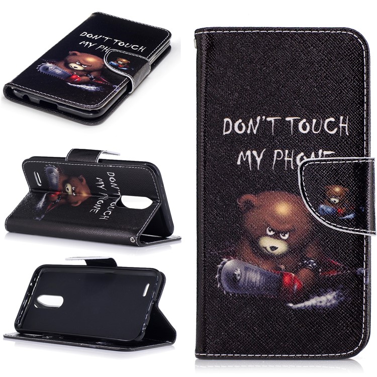 Pattern Printing Magnetic Leather Stand Case for LG K10 (2017) - Brown Bear-1