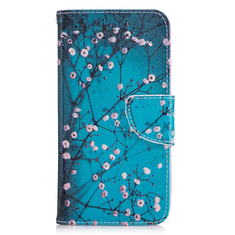 Padrão de impressão PU Leather Stand Case para LG K10(2017) - Árvore com flores-2
