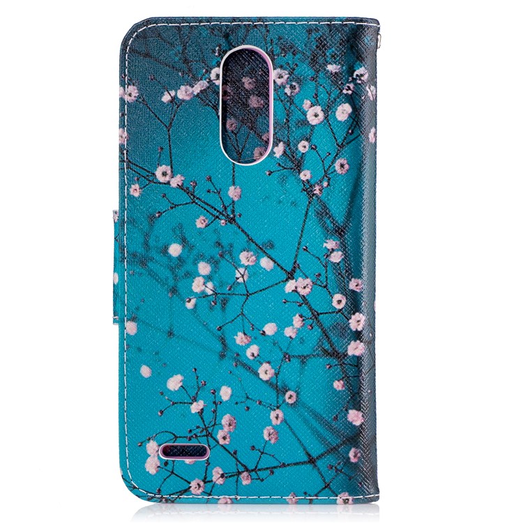Padrão de impressão PU Leather Stand Case para LG K10(2017) - Árvore com flores-3