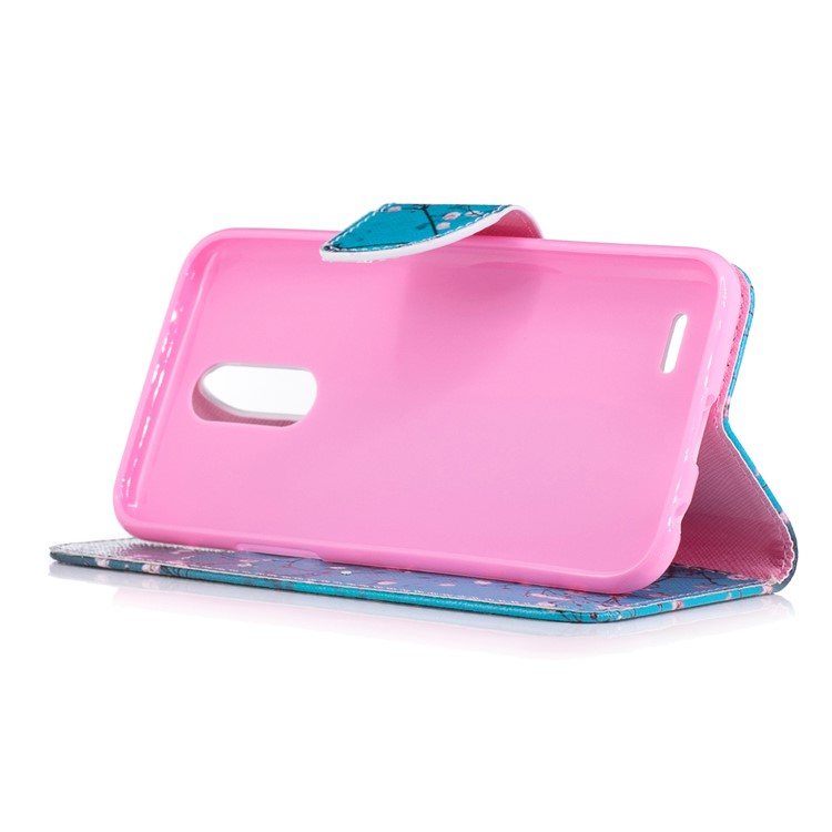 Padrão de impressão PU Leather Stand Case para LG K10(2017) - Árvore com flores-5