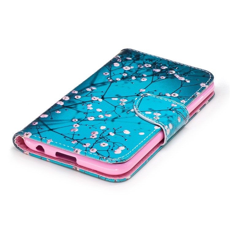 Padrão de impressão PU Leather Stand Case para LG K10(2017) - Árvore com flores-6