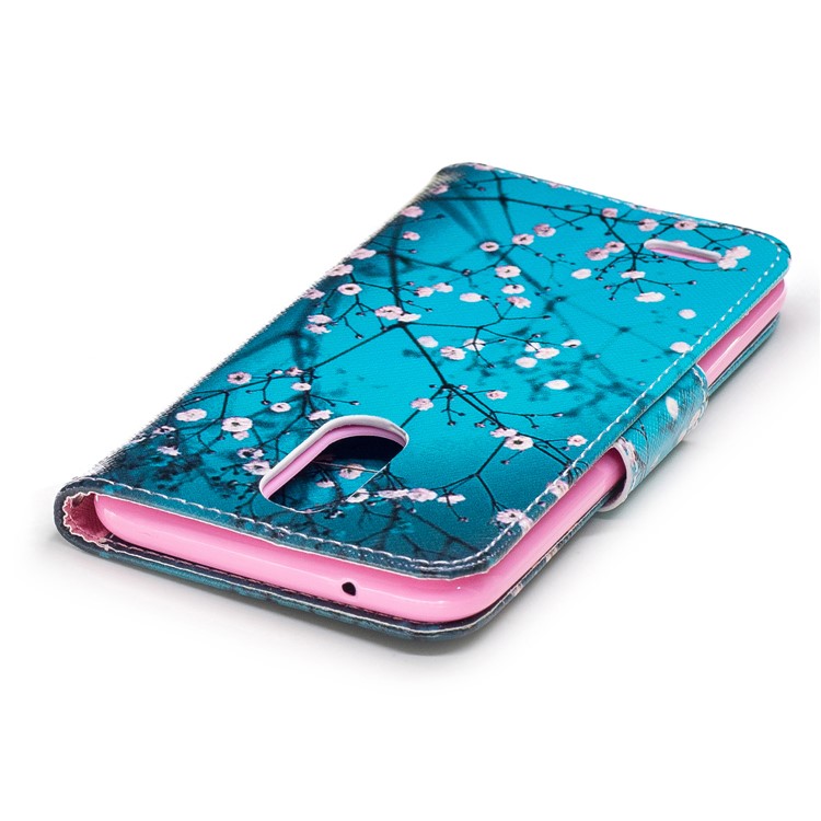 Padrão de impressão PU Leather Stand Case para LG K10(2017) - Árvore com flores-7